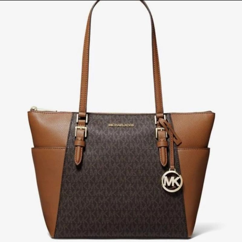MK Charlotte Tote Large Sign Brown / MK Tote Large Signature Brown