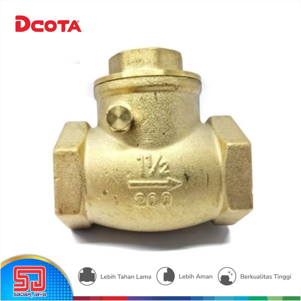 DCOTA Check Valve Brass 1 1/2&quot; Katup Swing Klep Tabok Kuningan 1,5 inch Satu Setengah inchi