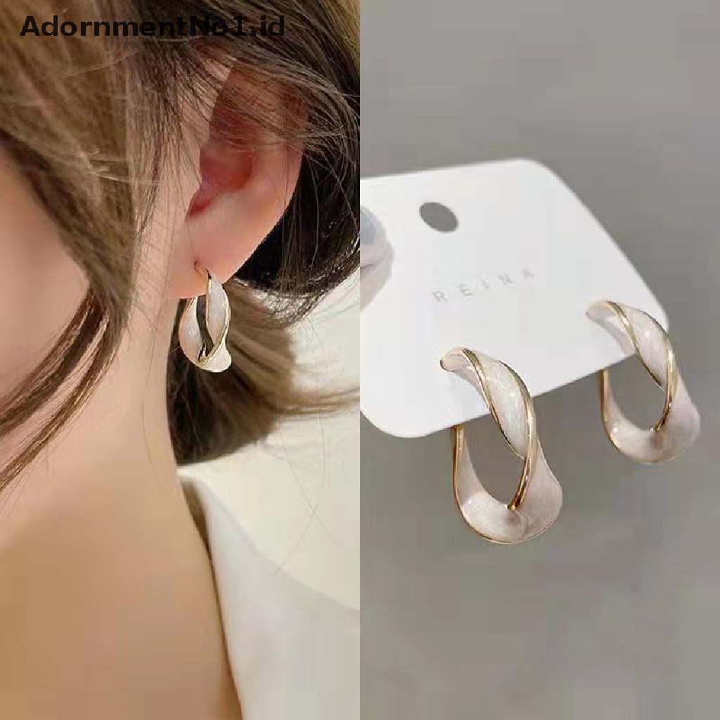 [AdornmentNo1] Fashion Lavender Ungu Anting Wanita Logam Emas Memutar Garis Seni Ungu Stud Earrings Hadiah Perhiasan [ID]