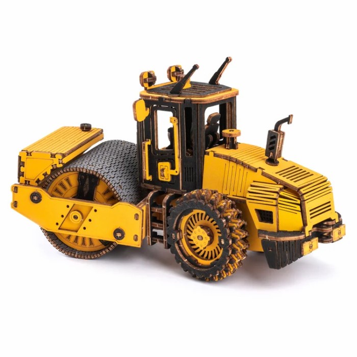 ROLIFE Robotime ROKR Road Roller Engineering Vehicle 3D Wooden Puzzle TG701K Hobby And Toy Collection