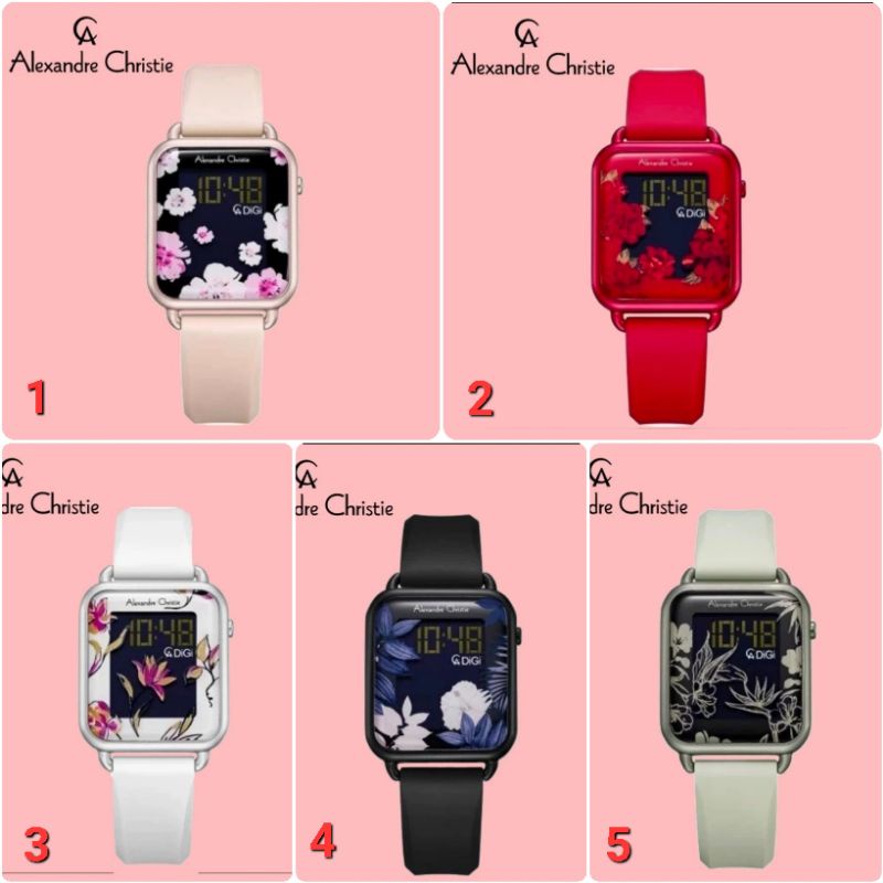 ORIGINAL GARANSI RESMI 1 TAHUN JAM TANGAN WANITA ALEXANDRE CHRISTIE CEWEK DIGITAL RUBBER STRAP ARLOJ