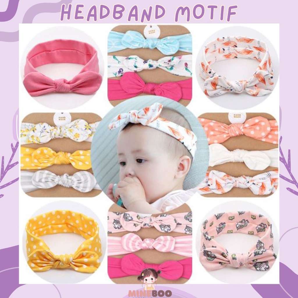 mineboo - Baby HEADBAND MOTIF 3 in 1 Bandana Bando Pita Bayi Anak