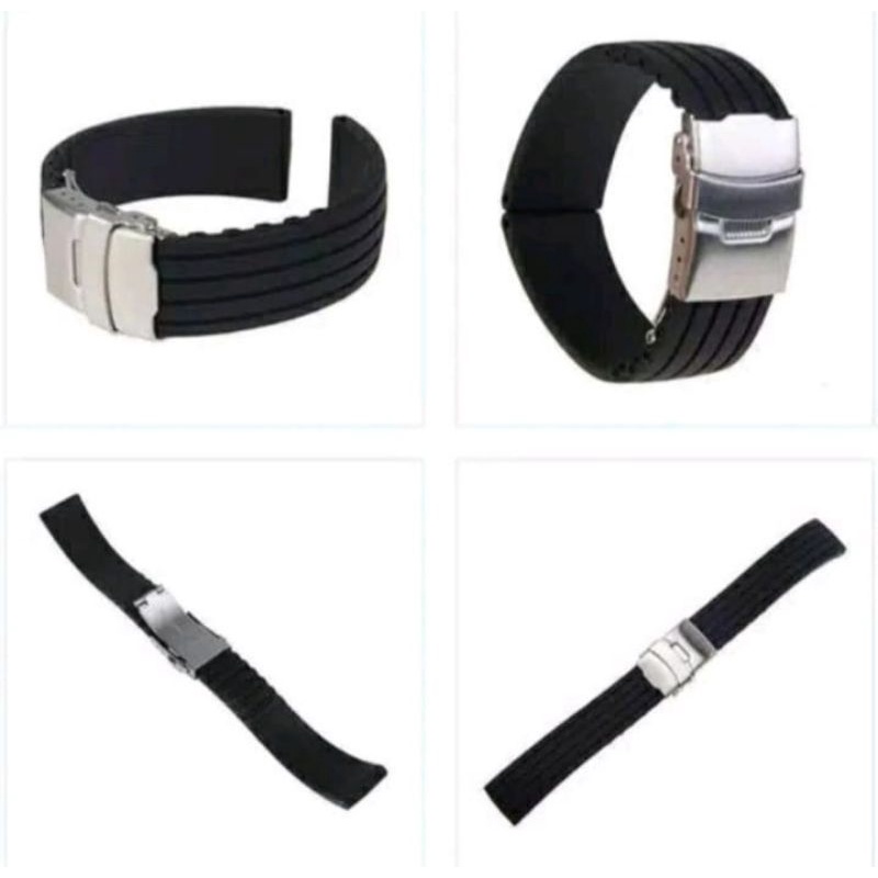 STRAP TALI JAM TANGAN KARET HITAM UNIVERSAL