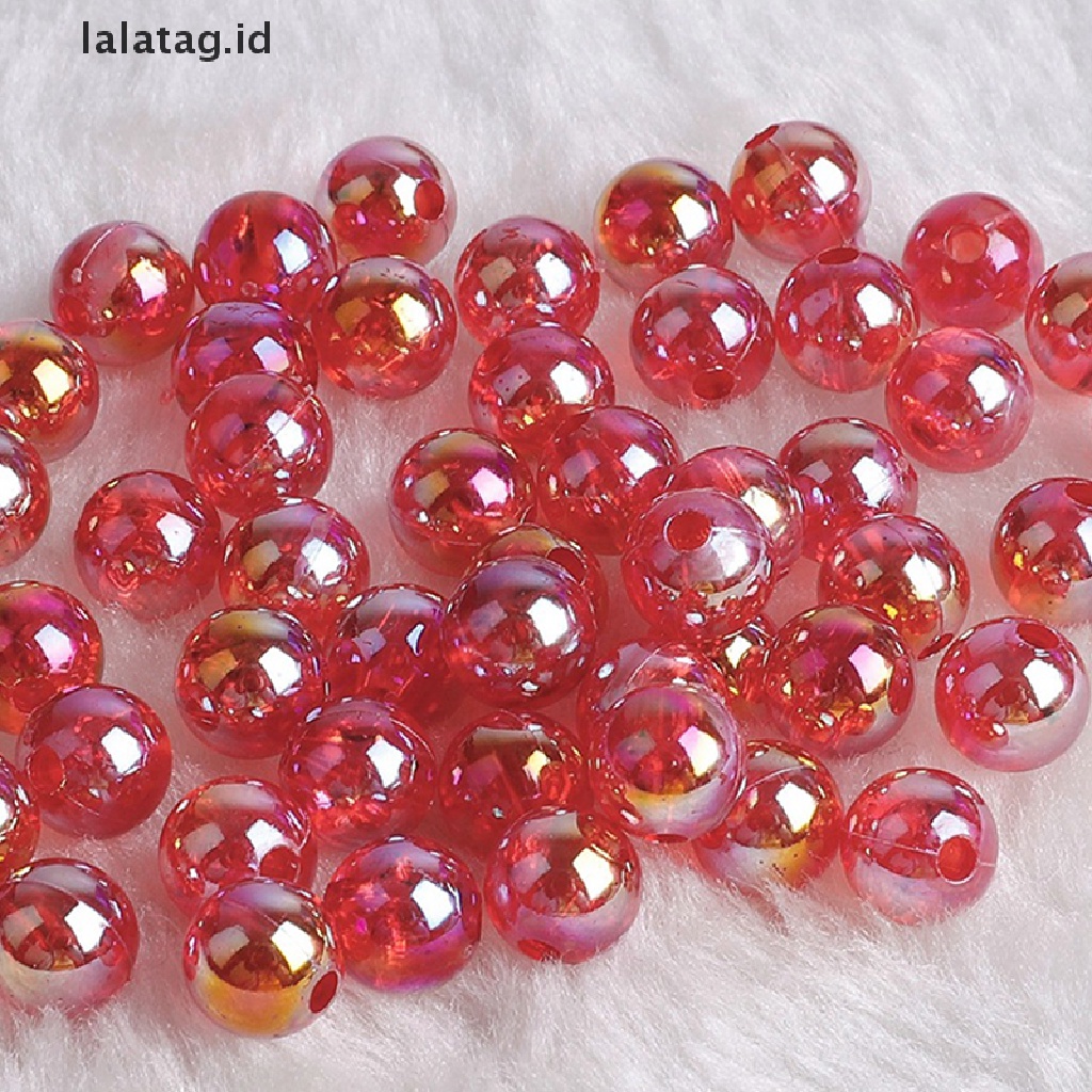 [lalatag] 50pcs 8mm AB Warna Bening Warna-Warni Longgar Bulat Transparan Spacer Manik DIY Bahan Gelang [ID]