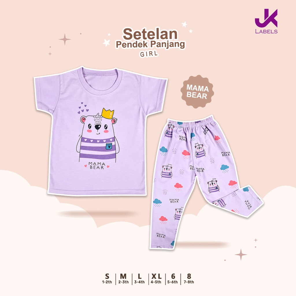 JK Setelan Pendek Panjang Girl - Mama Bear (1-8 Tahun)