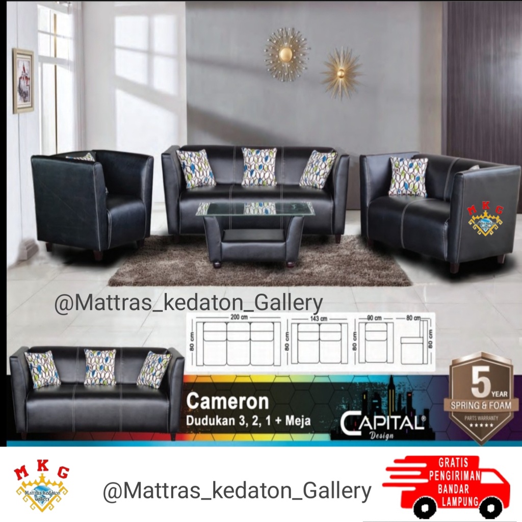 Sofa Titov Cameron 3 2 1 dudukan + meja sofa premium quality by titov sofa bergaransi 5 tahun Lampun