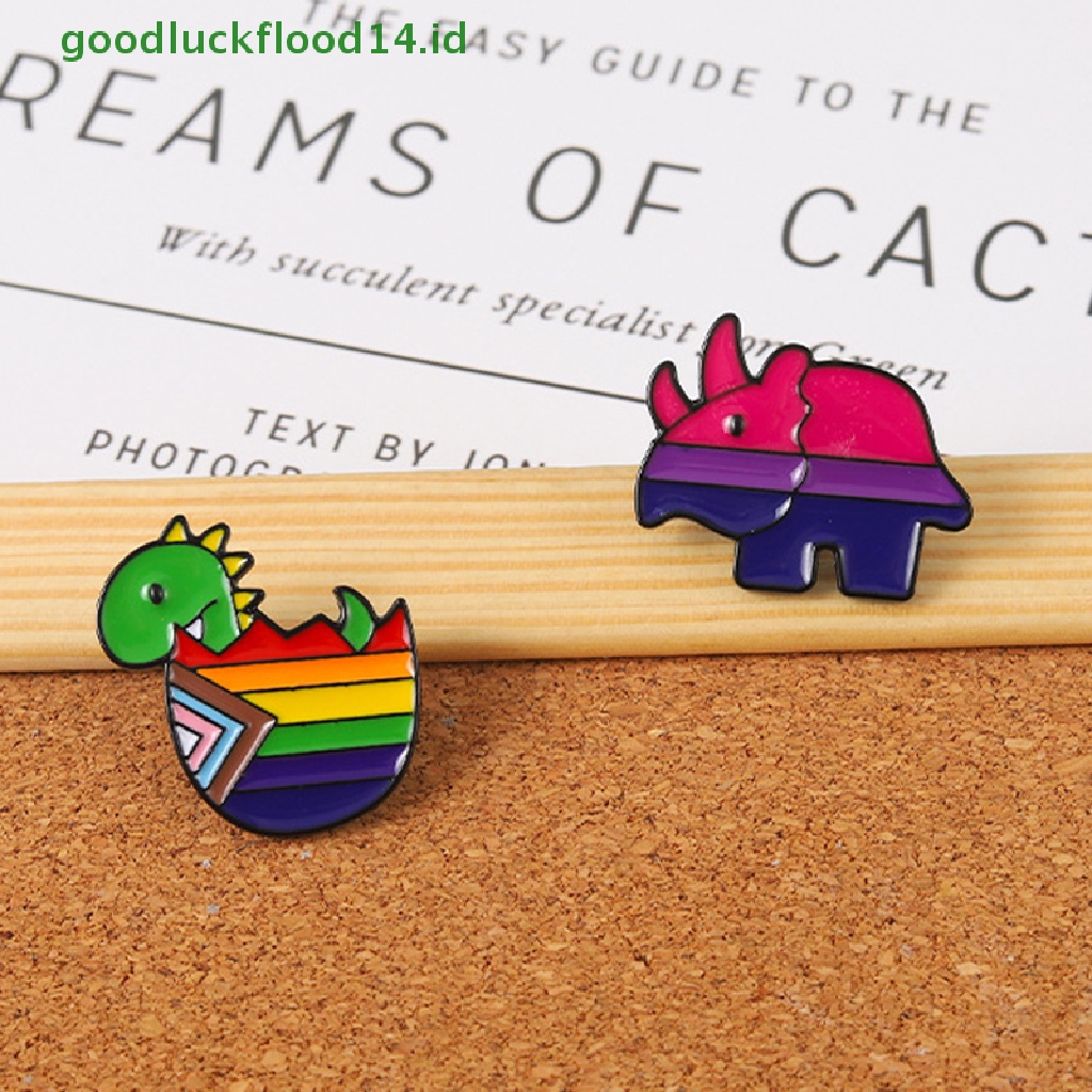 [GOOGFOUR] Hujan Dinosaurus Enamel Pin Custom Rhino Bros Kerah Lencana Kartun Bergaris Hewan Perhiasan Hadiah Untuk Teman Anak [TOP]