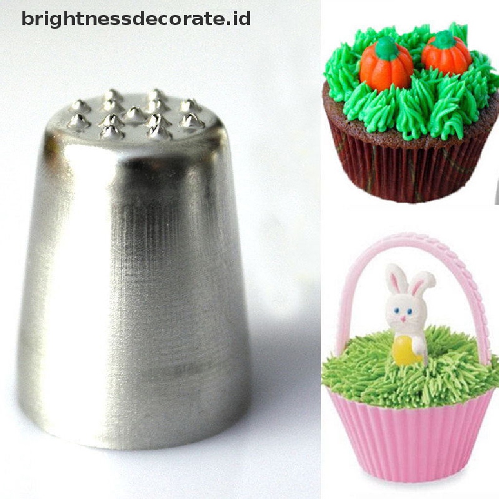 [Birth] Mode Baru Rumput Rambut Icing Piping Nozzle Kue Cupcake Decorag Tip Tools [ID]