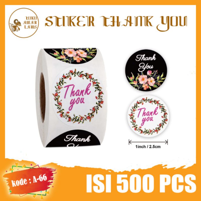

Stickers Thank You 1 Roll 500pcs motif indah Best Seller kode A-66 !!!