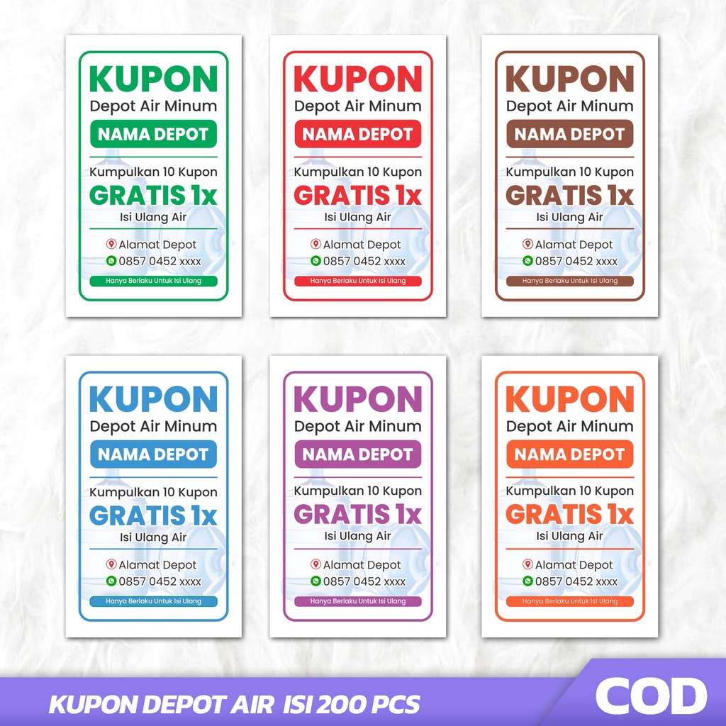 

Isi 200 PCS Kupon Depot Air Minum Isi Ulang / Kupon Air Galon