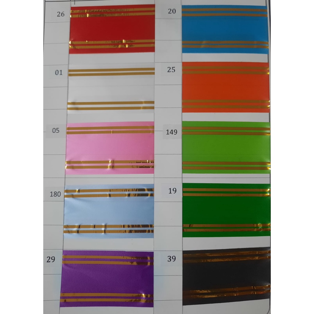 

Pita kado 1.5 inch lis mas/ Pita kado 2 garis lis mas/Pita kado 4 cm