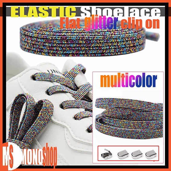 lazy lace elastic shoelace tali sepatu elastis glitter dengan clip lock