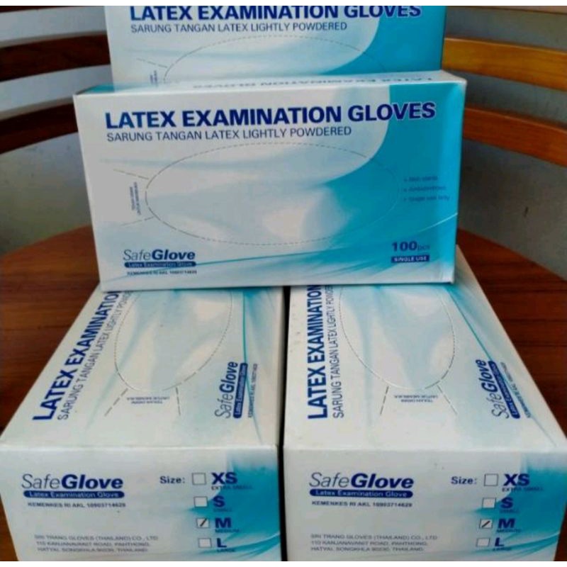 Sarung Tangan Karet Safe Glove Latex Exammination Safeglove HandScoon Isi 100 Pcs