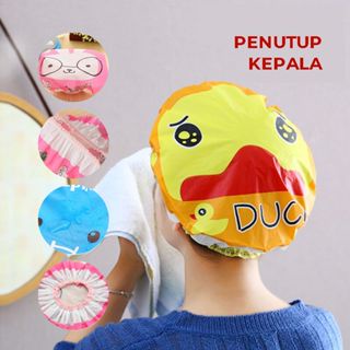 shower cap penutup kepala anti air motif kartun