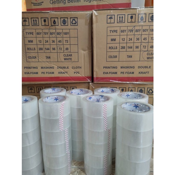 SMP99 - Lakban Sevenstar 80 yard real setara 73 Meter Lebar 45mm atau 4,5 cm / Lakban Bening 80 yard real / Lakban Sevenstar Lebar 45mm atau 4,5 cm / Solasi Bening Murah / Perekat Serbaguna /Isolasi Murah / tape / Real / Lakban Murah Berkualitas / Perekat