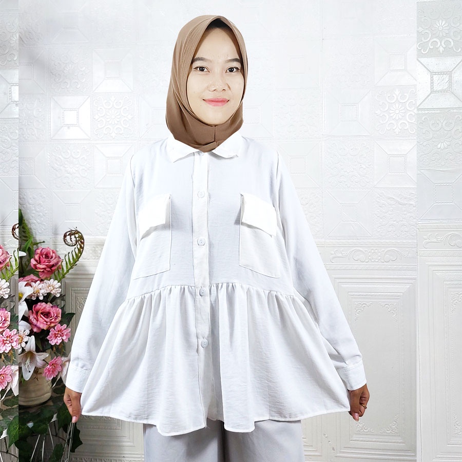 BLOUSE WANITA CRINGKLE AIRFLOW ARINA RUBI ADA KANTONG GL FASHION