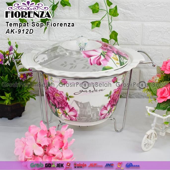 Wadah Saji Sop Casserole Basi Keramik Motif Bunga Fiorenza AK-912D