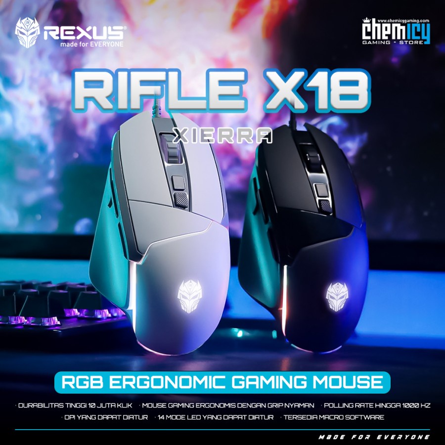 Rexus Xierra X18 / X-18 Rifle RGB Ergonomic Gaming Mouse