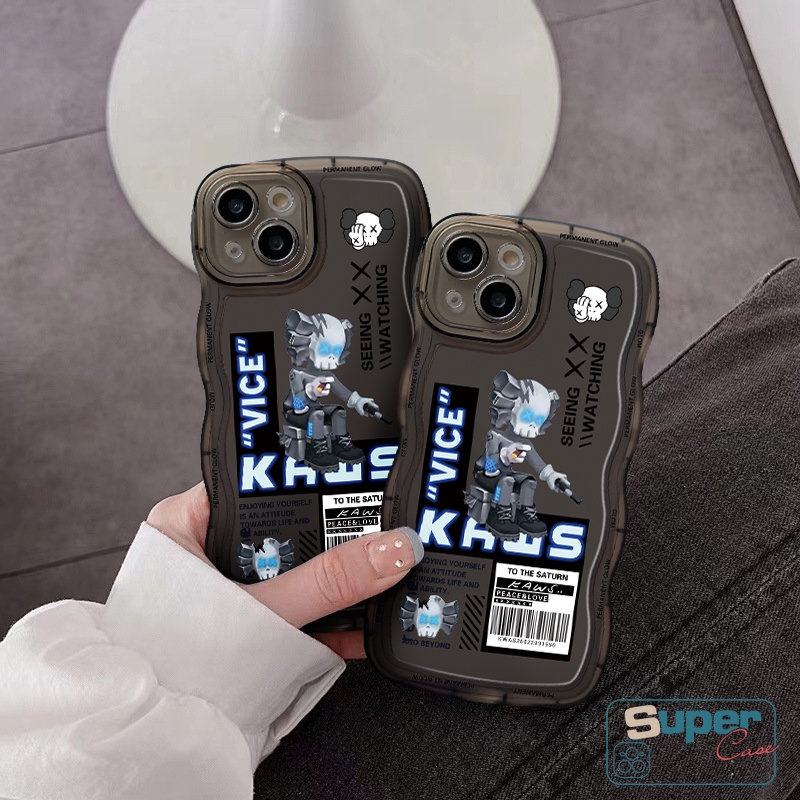 Wavy Edge Case Oppo A16 A57 A17 A12 A15 A54 A95 A96 A5s A78 A16s A17K A55 A76 A77 A3s A5 A9 A74 A7 A16K A1k A77s A53 A52 A92 Reno8 8T 5F 7Z 6kartun Beruang Kekerasan Kaws Sarung Soft Cover