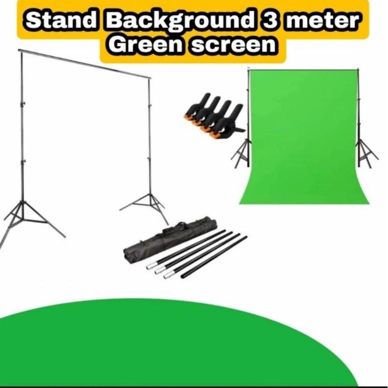 84 Paket Lengkap stand Background  + Green screen / 4 penjepit Terkini