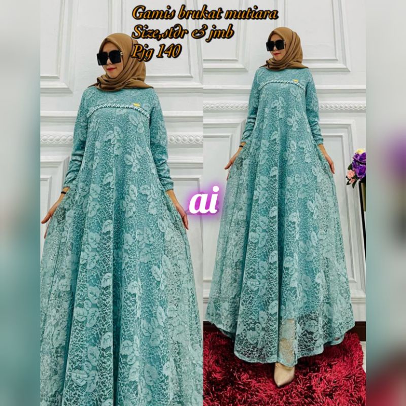 GAMIS BROKAT PESTA DRESS PESTA REMAJA WANITA MODEL KEMBANG MAYUNG TERLARIS