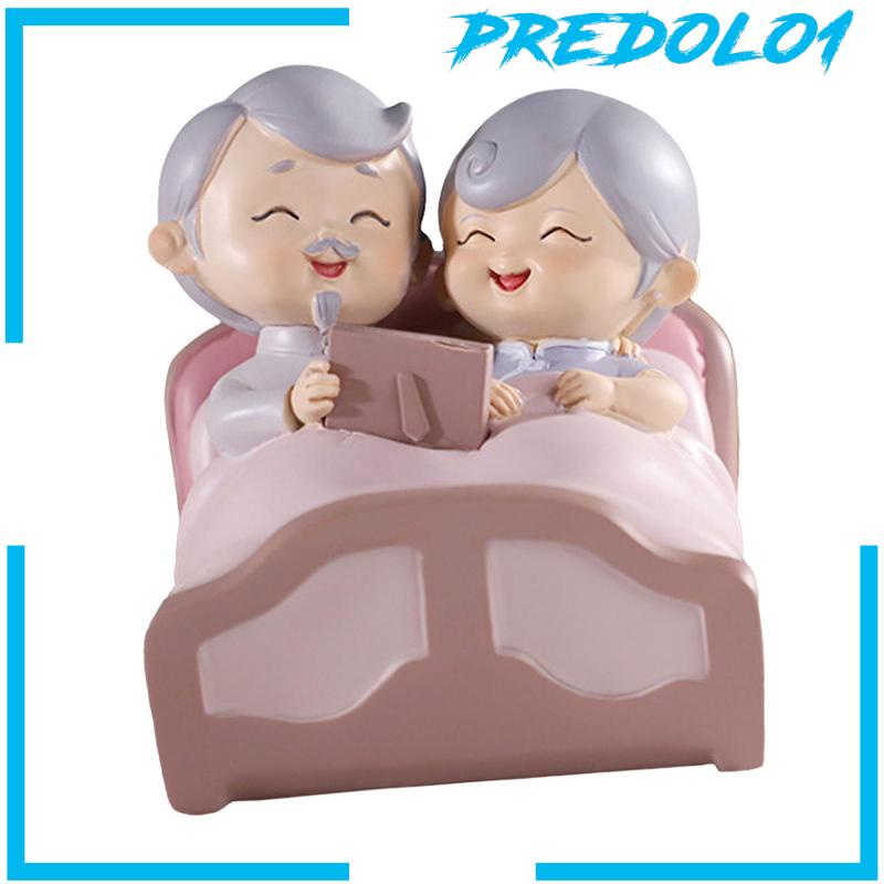 [Predolo1] Ornamen Pasangan Resin Patung Nenek Kakek Untuk Dekorasi Indoor Outdoor