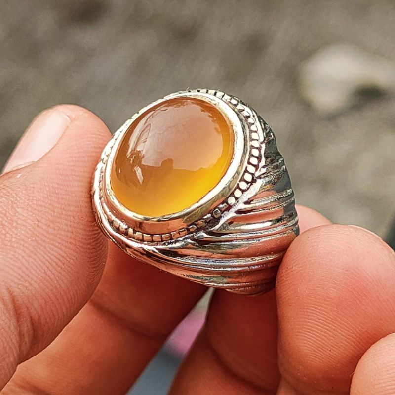 CINCIN BATU AKIK NATURAL CHALCEDONY LIMAU MANIH SUMBAR KODE 02360