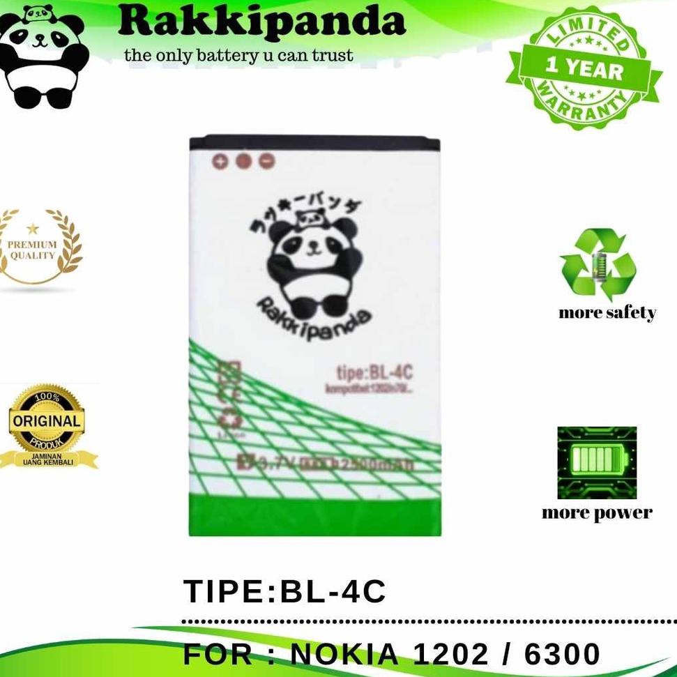 RakkiPanda - BL4C BL 4C Nokia 1202 / Nokia 6300 Batre Batrai Baterai ‑ NGD.30Ja23ᵛ