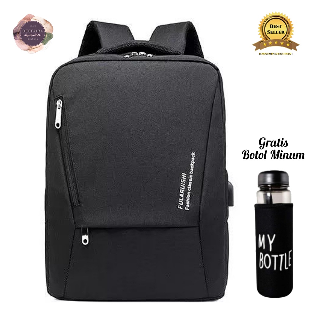 Tas Ransel Backpack Pria Serbaguna Wr044 Untuk Sekolah Kerja Kuliah Free Botol