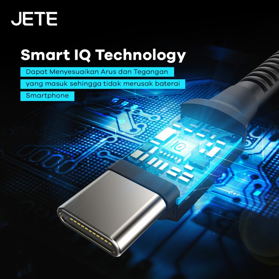 Kabel Data Type C to Type C PD 65W Fast Charging 3A JETE CA2 - Garansi 2 Tahun