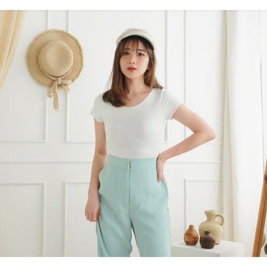 CAVALU Kaos Polos Wanita Korean Crop Top Korea Crop Tee 027