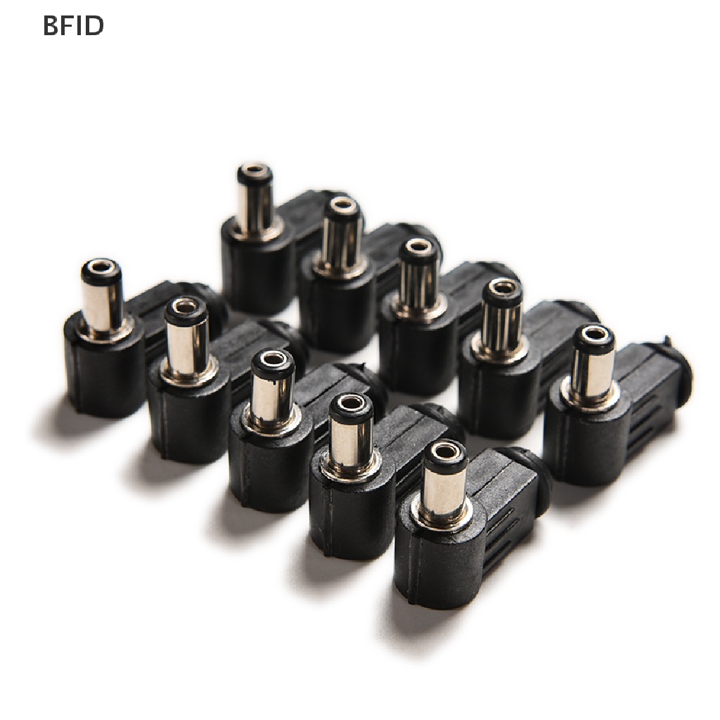 [BFID] 10pcs Sudut Kanan 2.1x5.5mm 2.1mm DC Power Male Plug Solder Konektor Hitam [ID]