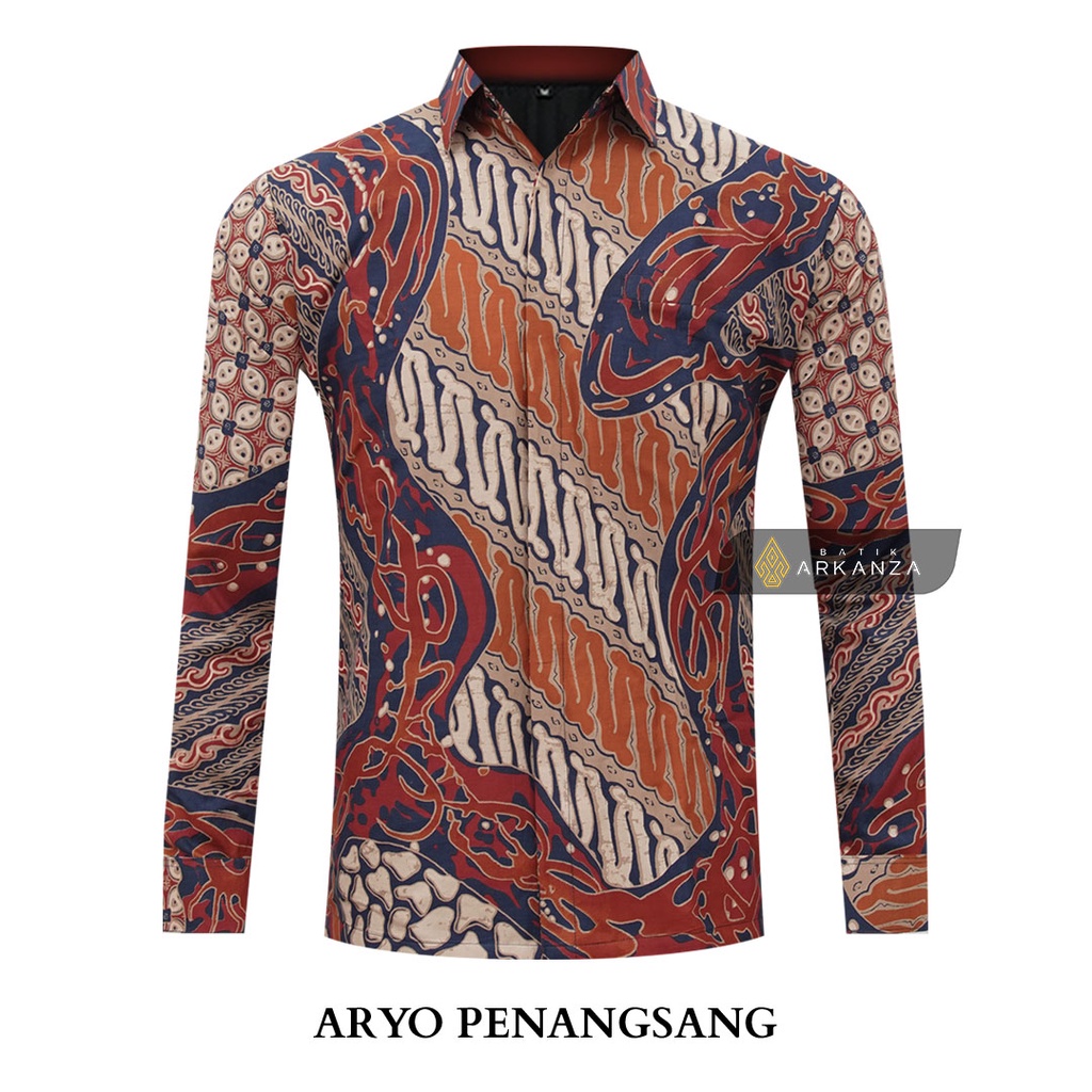 BATIK ARKANZA Motif ARYO PENANGSANG Hem Atasan Kemeja Baju Batik Pria Cowok Laki Laki Slimfit Full Lapis Furing Lengan Panjang Lengan Pendek Original Asli