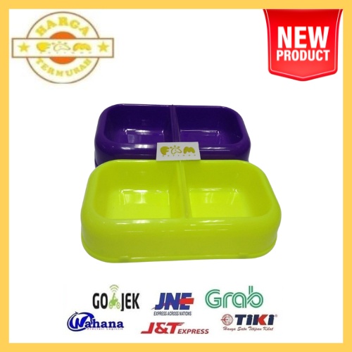 Tempat Makan Double Kucing Anjing - Pet Bowl Plastik