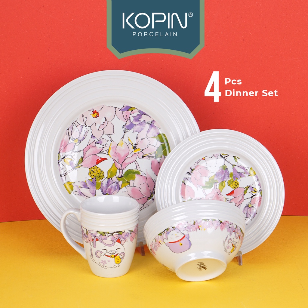 Dinner Set Keramik Porcelain ISI 4 PCS Model IMLEK 3 Tahun 2023 | KOPIN
