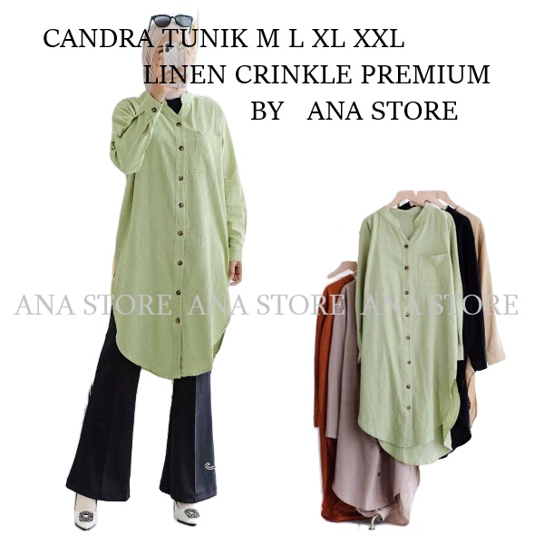 CANDRA TUNIK LINEN CRINKLE /TUNIK KEKINIAN TERBARU LINEN CRINKLE/BLOUSE CANDRA CRINKLE LINEN