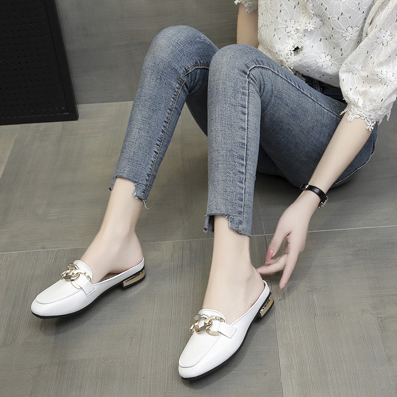 BISA COD! Sepatu Slip Import Retro Chain Slip On Wanita Elegan Premium 0679