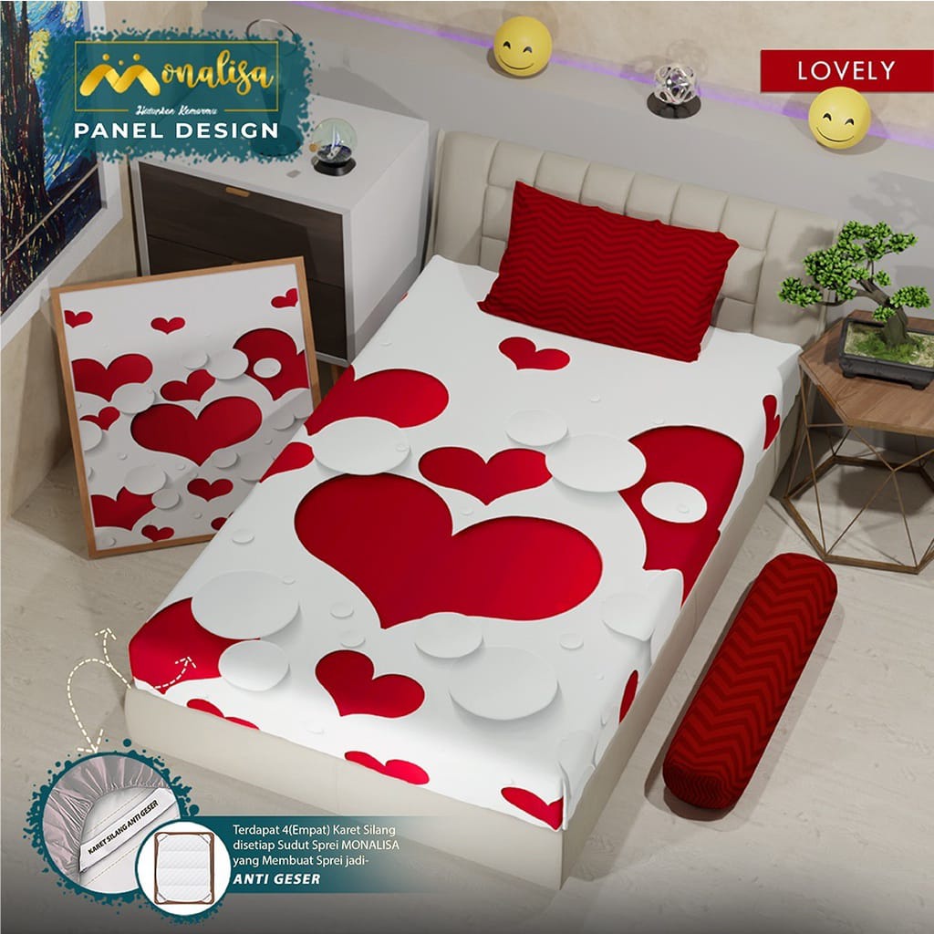 Ss Sprei Aesthetic Monalisa Panel Design 120 Single 120x200 Ukuran No 3 Tinggi 20 cm Mix Motif HADIAH GRATIS