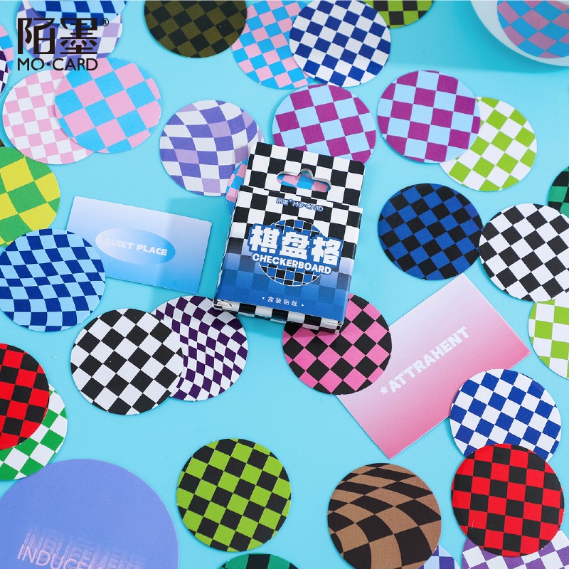 [kstuffind] 46 pcs Sticker Kotak Gradasi Aesthetic self adhesive arts Dekorasi Photocard Lucu Warna Warni Gradation Scrapbook hias kotak checkerboard DIY Aesthetic Toplader Decoration Journal Jurnal Stiker PC Koleksi Murah Gemas Deco