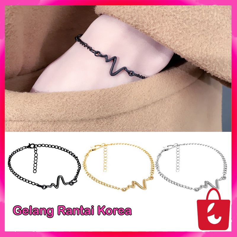 ✅ BISA COD Gelang Rantai Adjustable Simple Fashion Pria Wanita Korea Model Elektrokardiogram Fashion Wanita Korea Aksesoris Fashion Murah