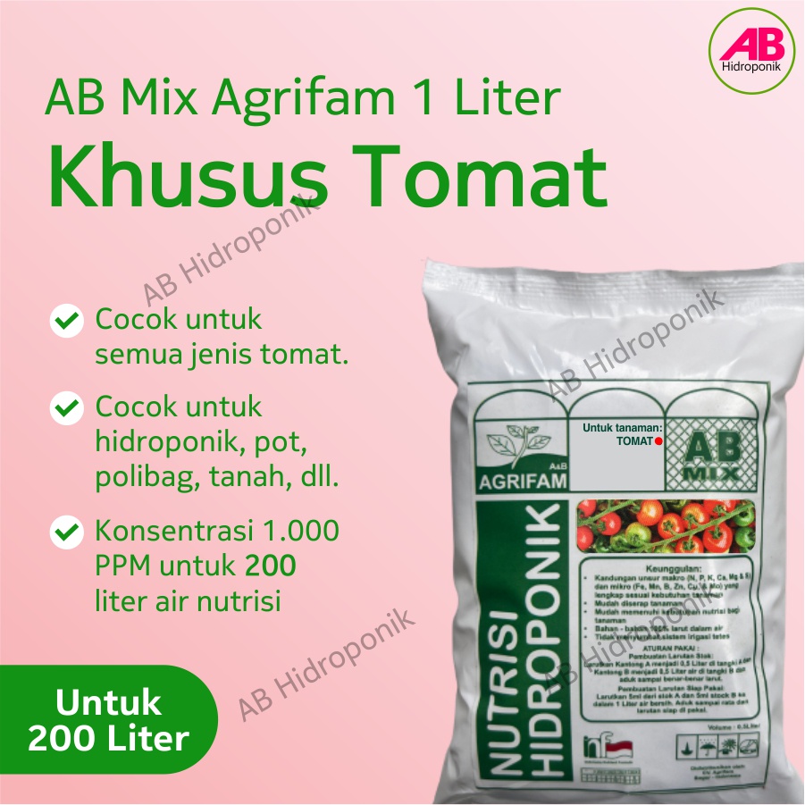 AB Mix Buah Tomat Agrifam 1 Liter Nutrisi Hidroponik Tomat