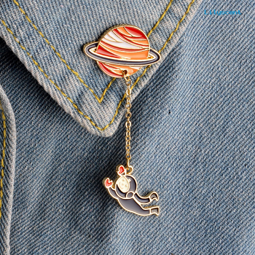 [LS] Unisex Fashion Kelinci Astronot Liontin Planet Bumi Lencana Bros Pin