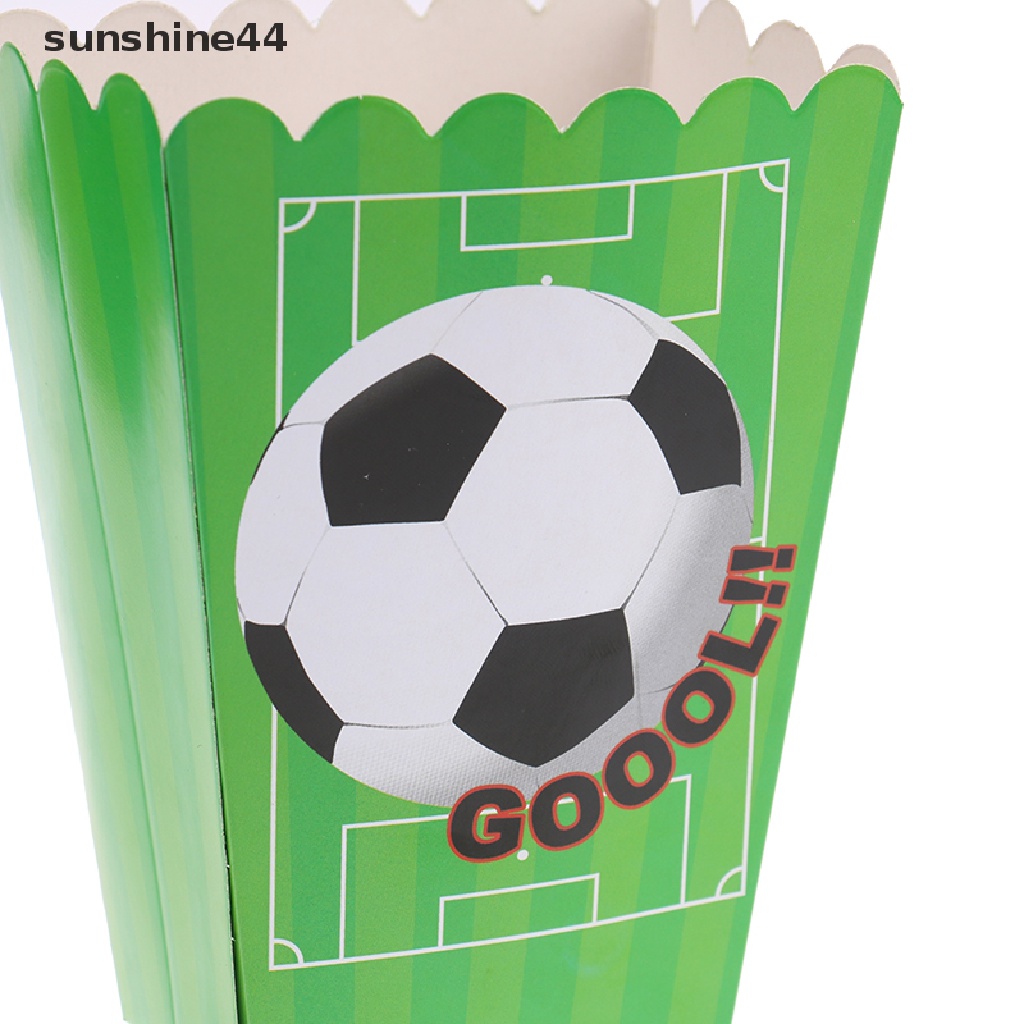 Sunshine 6Pcs/Pack Tema Sepak Bola Candy Box Popcorn Kotak Perlengkapan Pesta Ulang Tahun Anak.