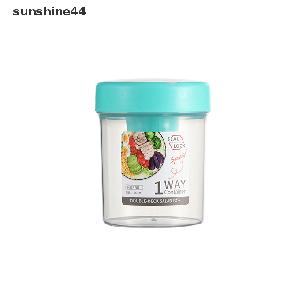 Wadah Gelas Salad Buah Dan Sayur Portabel Sunshine360/560Ml Dengan Penutup Sendok.