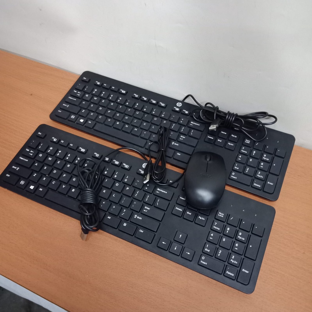 PAKET KEYBOARD+MOUSE HP CPU/PC KEYBOARD MOUSE SUPER SLIM ORIGINAL USB OPTIC LIKE NEW