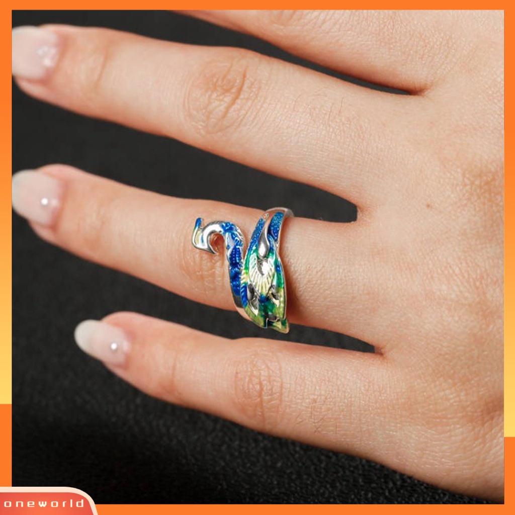 {oneworld} Gelang Wanita Perhiasan Merak Warna-Warni Elegan Electroplating Ring Bangle Untuk Pernikahan