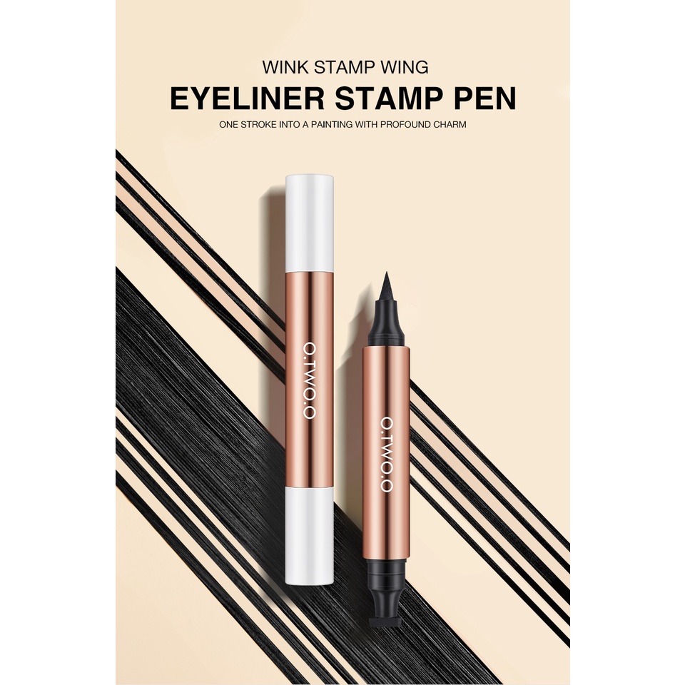 【100% ORIGINAL】[READY]O.TWO.O Stamp Eyeliner Black Double Head Waterproof Eyeliner Pencil Eye Makeup Tahan Air/Tahan Lama