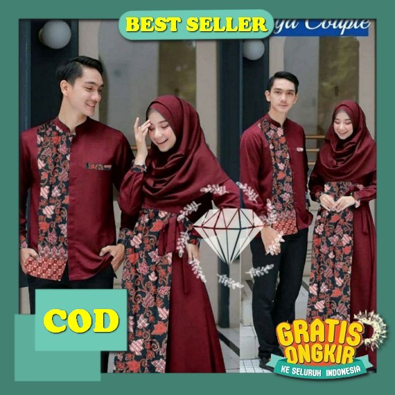 Elfa 273 Carbanet Red Sarimbit Ethica 2023 / Baju Couple Keluarga / Baju Muslim Couple Keluarga / Ba
