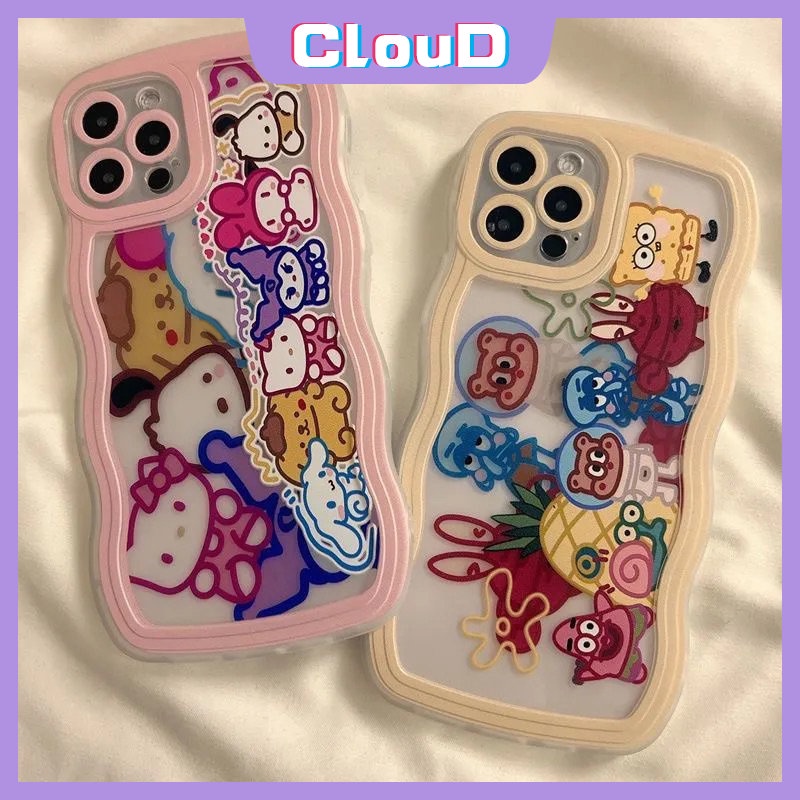 IPHONE Casing Ponsel Tepi Bergelombang Kartun Kompatibel Untuk Iphone11 13 12 14 Pro Max6 7 6s 14 8 Plus X XR XS Max SE 2020 Hewan Disney Lucu Shockproof Lembut Tpu Penutup Belakang SE 2020