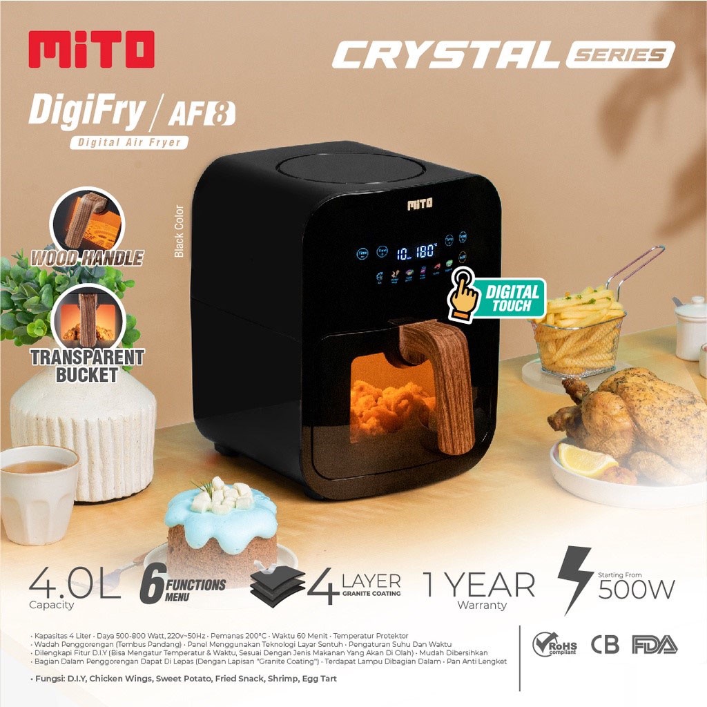 Digital Air Fryer Mito AF8 / AF 8 Khusus untuk Kurir Sameday / Instan